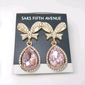 Saks Fifth Avenue Clear Rhinestone Dangle/Drop  Earrings New